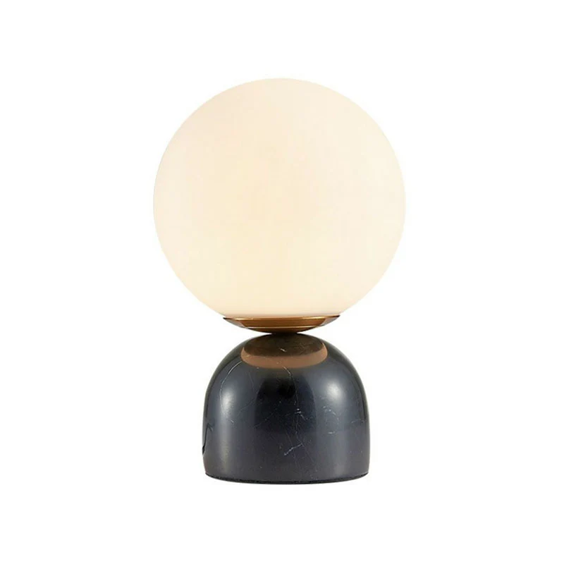 Globe nachtkastje van wit glas Nordic tafellamp met 1 kop en koepelvormige marmeren voet Clearhalo