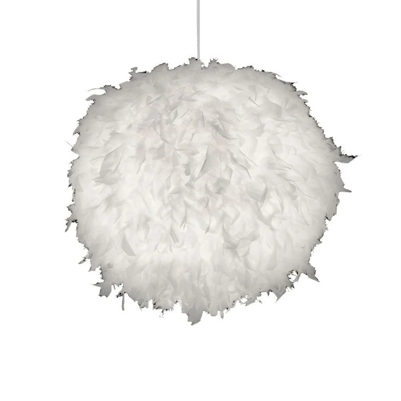 Globe Pendulum Light Simple Feather 1 Head Wit Hanglamp voor slaapkamer Clearhalo