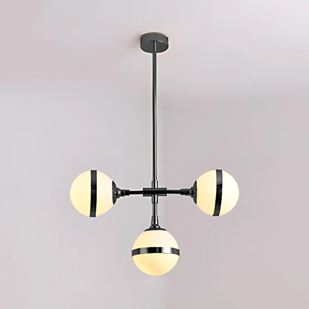 Globe Shade Kroonluchter Eigentijds 3/5 Lichten Melkglas Hanglamp Goud voor Eetkamer Clearhalo