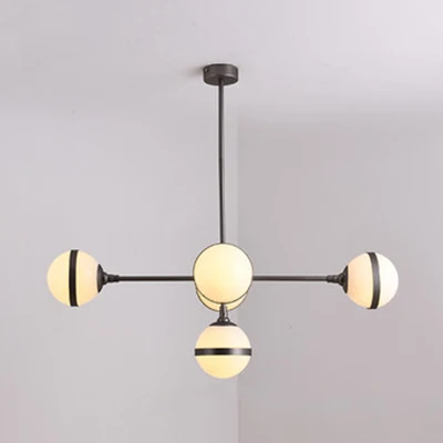 Globe Shade Kroonluchter Eigentijds 3/5 Lichten Melkglas Hanglamp Goud voor Eetkamer Clearhalo