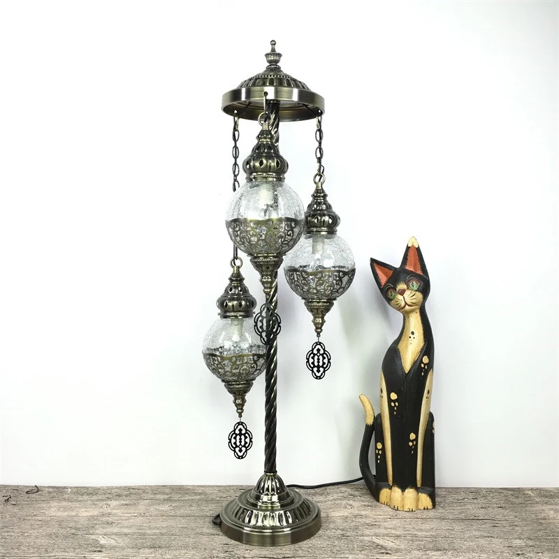 Globe Slaapkamer Staande Licht Vintage Helder Glas 3/5/7 Hoofden Bronzen Vloer Leeslamp Clearhalo