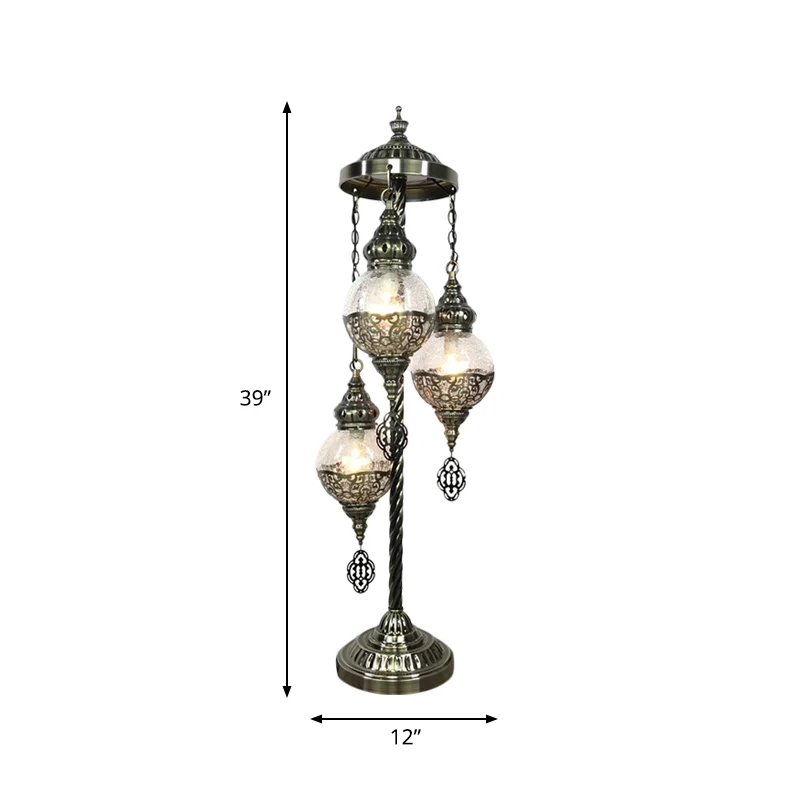 Globe Slaapkamer Staande Licht Vintage Helder Glas 3/5/7 Hoofden Bronzen Vloer Leeslamp Clearhalo