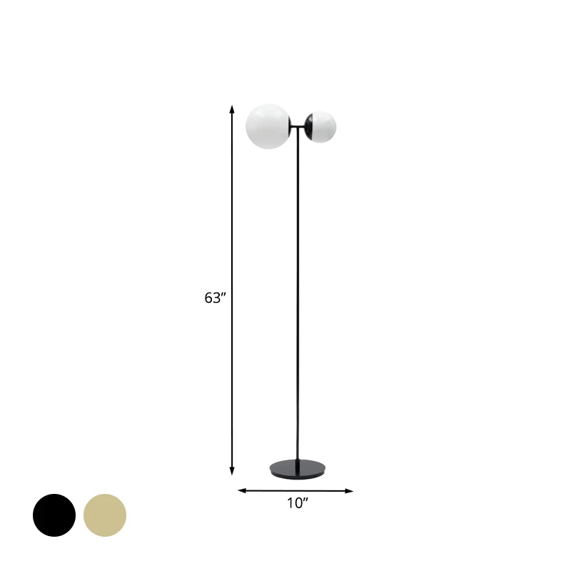 Globe vloerlamp Scandinavische metallic LED woonkamer staande lamp met witte glazen kap zwart/goud Clearhalo