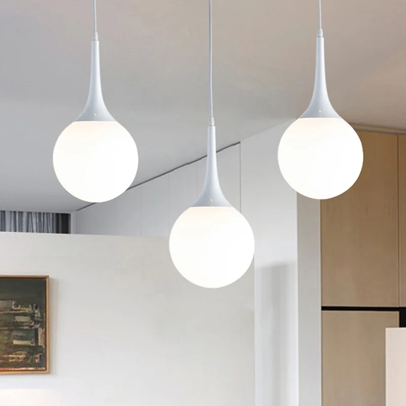 Globe wit glazen hanglamp eigentijds 1-lichts 12"/14"/16" brede hangende plafondlamp Clearhalo