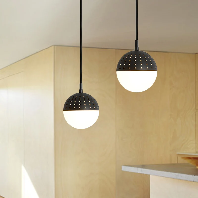 Globe/Ellips hanglamp met opaal witte glazen kap Metaal Nordic 1 licht zwart/wit/roze hangende hanglamp voor slaapkamer Cl...