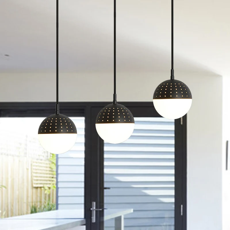 Globe/Ellips hanglamp met opaal witte glazen kap Metaal Nordic 1 licht zwart/wit/roze hangende hanglamp voor slaapkamer Cl...