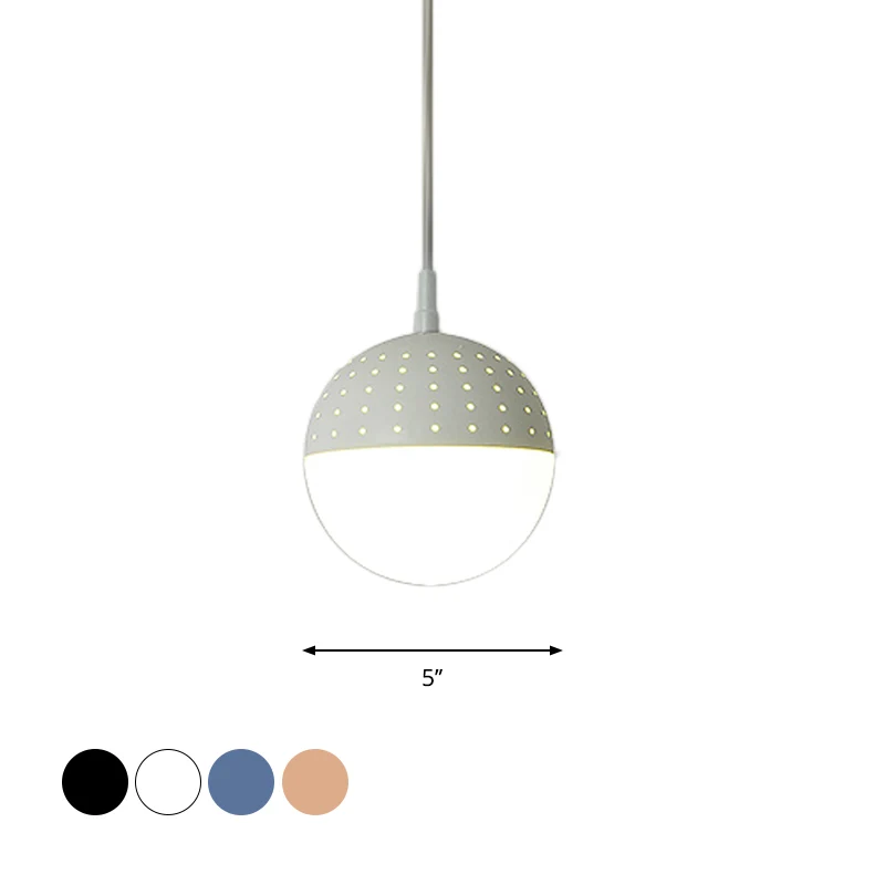 Globe/Ellips hanglamp met opaal witte glazen kap Metaal Nordic 1 licht zwart/wit/roze hangende hanglamp voor slaapkamer Cl...