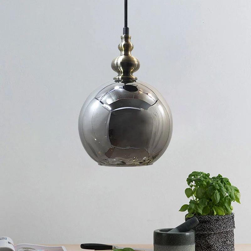 Globe-hanglamp met 1 lamp, moderne hanglamp van gehamerd glas voor boetiekkeuken Clearhalo