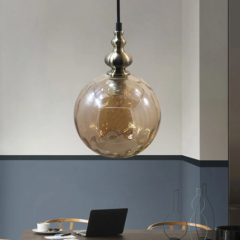 Globe-hanglamp met 1 lamp, moderne hanglamp van gehamerd glas voor boetiekkeuken Clearhalo