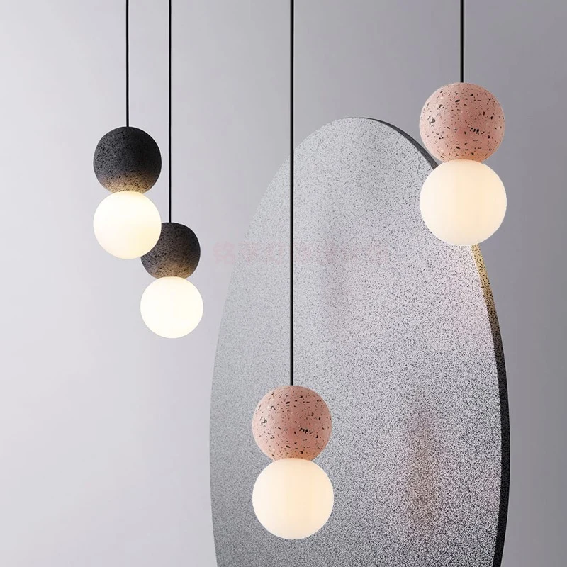 Globe-plafondlamp Scandinavische stijl Terrazzo 1-lichts restaurant hangende hanglamp met opaalglazen kap Clearhalo