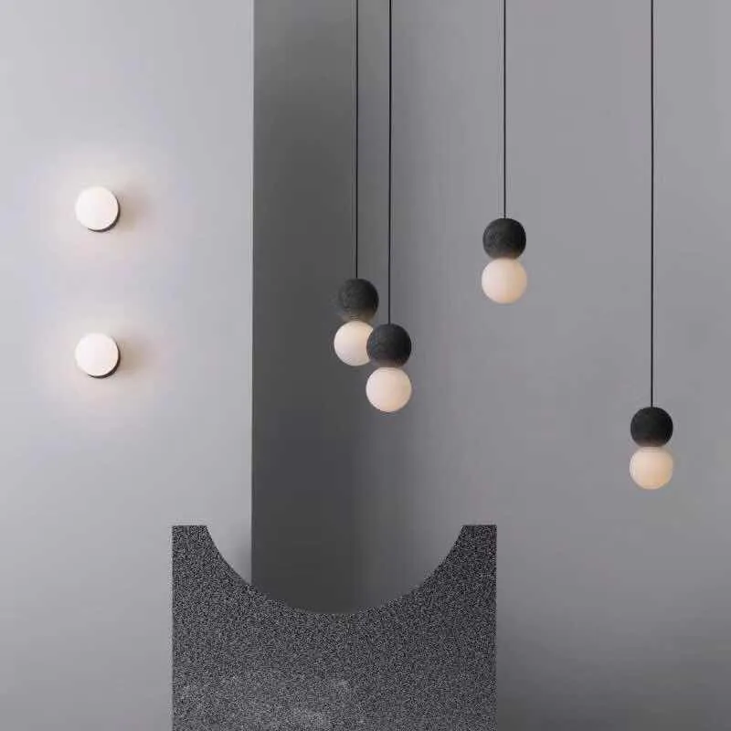 Globe-plafondlamp Scandinavische stijl Terrazzo 1-lichts restaurant hangende hanglamp met opaalglazen kap Clearhalo