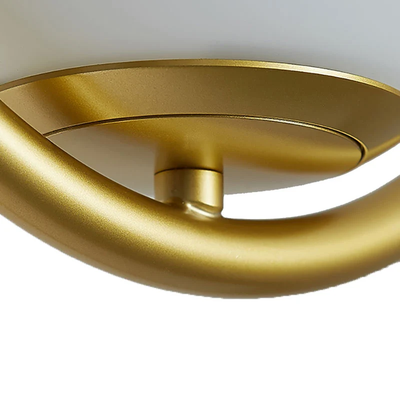 Gold Ball Hanglamp Post Modern Led Wit Glazen Hanglamp met V-vorm Staaf voor Eetkamer Clearhalo