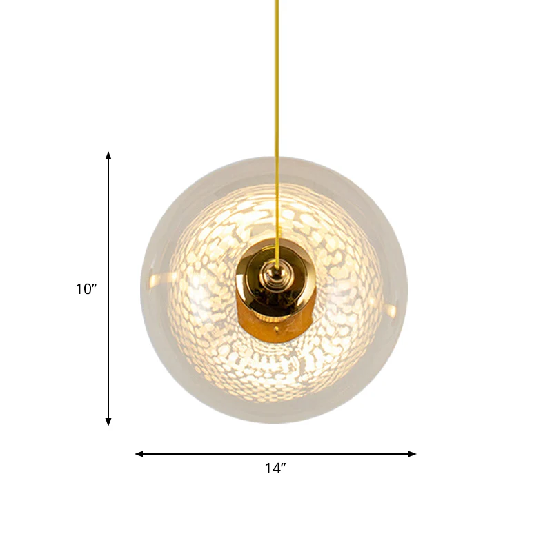 Gold Globe plafondhanglamp Moderne 1/3-kops helderglazen ophangverlichting met gaasbuis aan de binnenkant Clearhalo