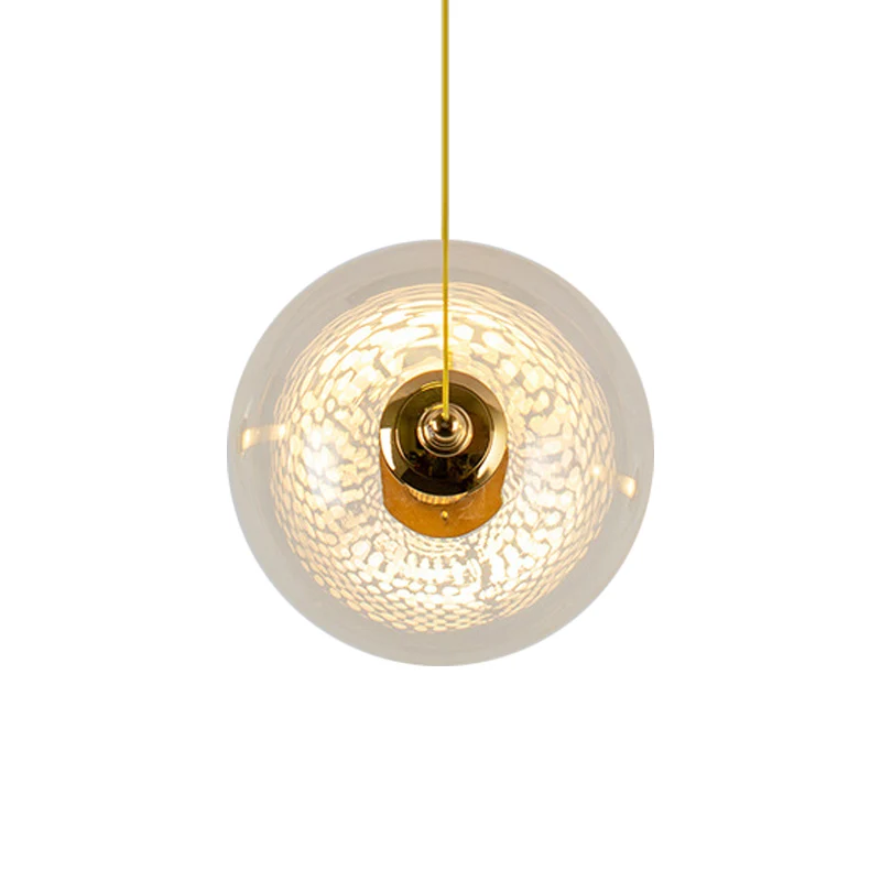 Gold Globe plafondhanglamp Moderne 1/3-kops helderglazen ophangverlichting met gaasbuis aan de binnenkant Clearhalo