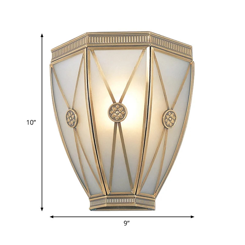 Goud taps toelopende/cilinder wandgemonteerde lamp 7,5"/10" H Vintage matglas 1 lamp inbouw schanslicht Clearhalo