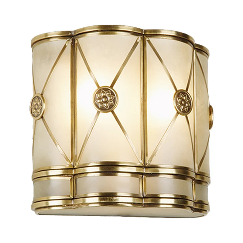 Goud taps toelopende/cilinder wandgemonteerde lamp 7,5"/10" H Vintage matglas 1 lamp inbouw schanslicht Clearhalo