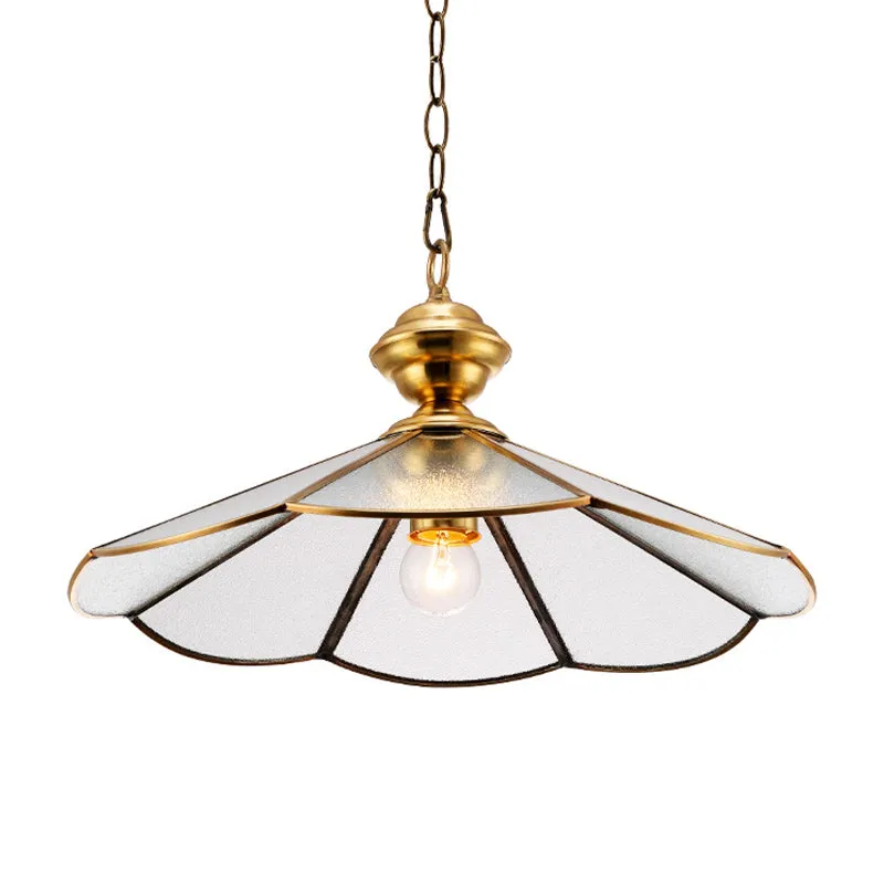 Goud uitlopende ophangverlichting Traditioneel matglas 1-kops eetkamer hangende hanglamp Clearhalo