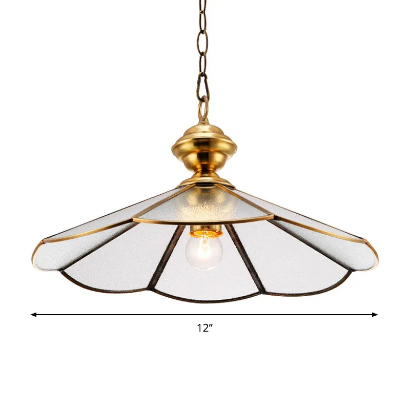 Goud uitlopende ophangverlichting Traditioneel matglas 1-kops eetkamer hangende hanglamp Clearhalo