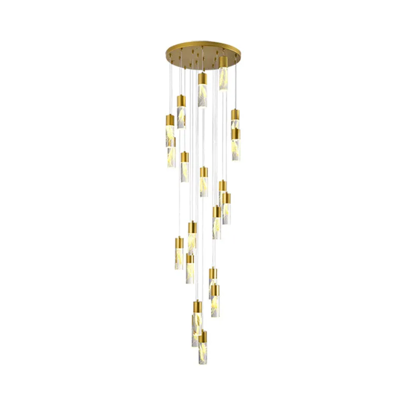 Gouden 15/20-kops LED-hanglamp modernisme acryl buis multi-licht hangende kroonluchter Clearhalo