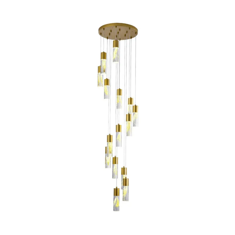 Gouden 15/20-kops LED-hanglamp modernisme acryl buis multi-licht hangende kroonluchter Clearhalo