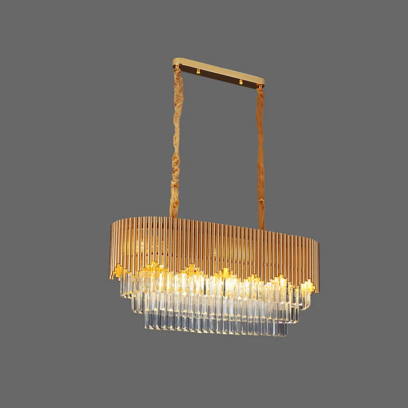 Gouden afwerking 8 lampen Eilandverlichting Eigentijdse gefacetteerde kristallen blokken ovale hanglamp Clearhalo