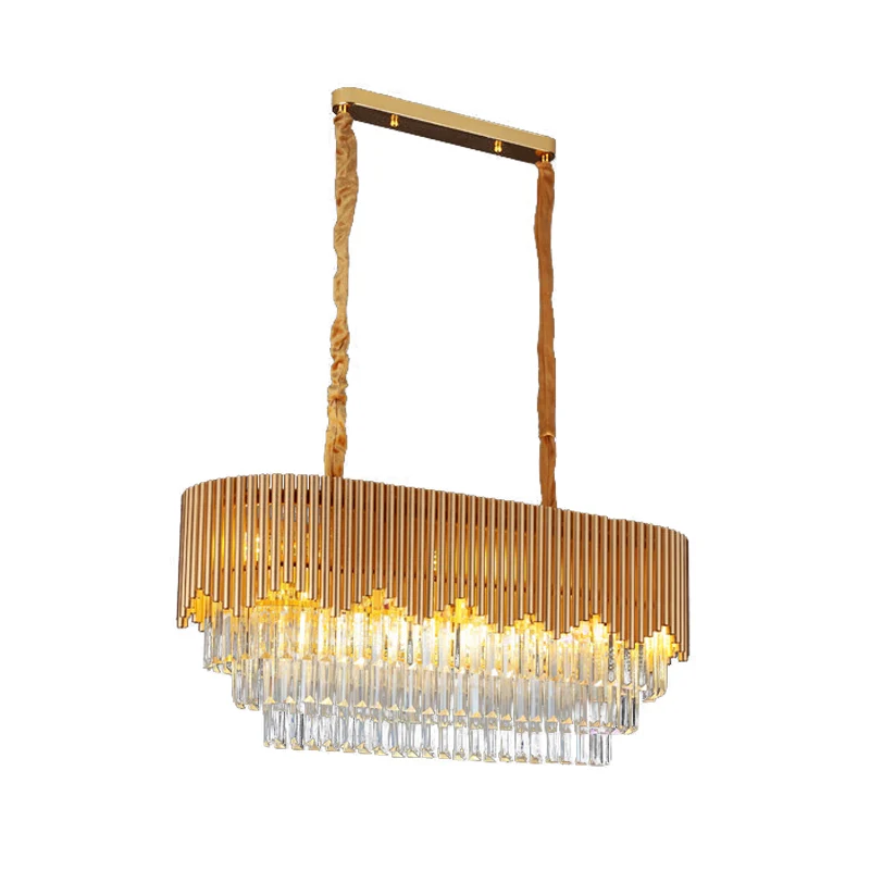 Gouden afwerking 8 lampen Eilandverlichting Eigentijdse gefacetteerde kristallen blokken ovale hanglamp Clearhalo