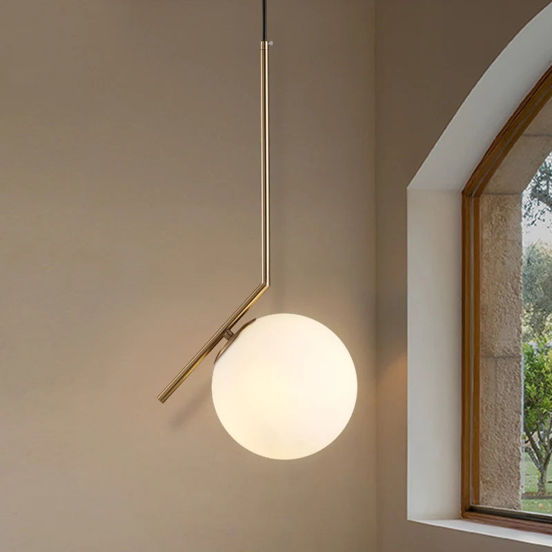 Gouden bol droplamp eigentijds 1 lamp crèmekleurig glazen hangend plafondlicht voor slaapkamer Clearhalo