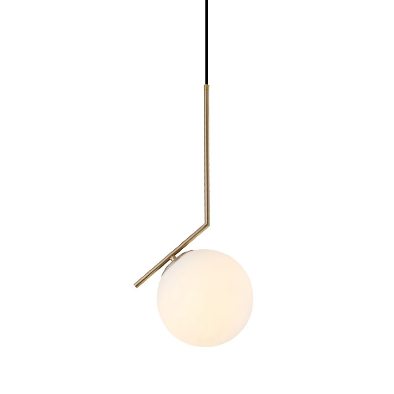 Gouden bol droplamp eigentijds 1 lamp crèmekleurig glazen hangend plafondlicht voor slaapkamer Clearhalo