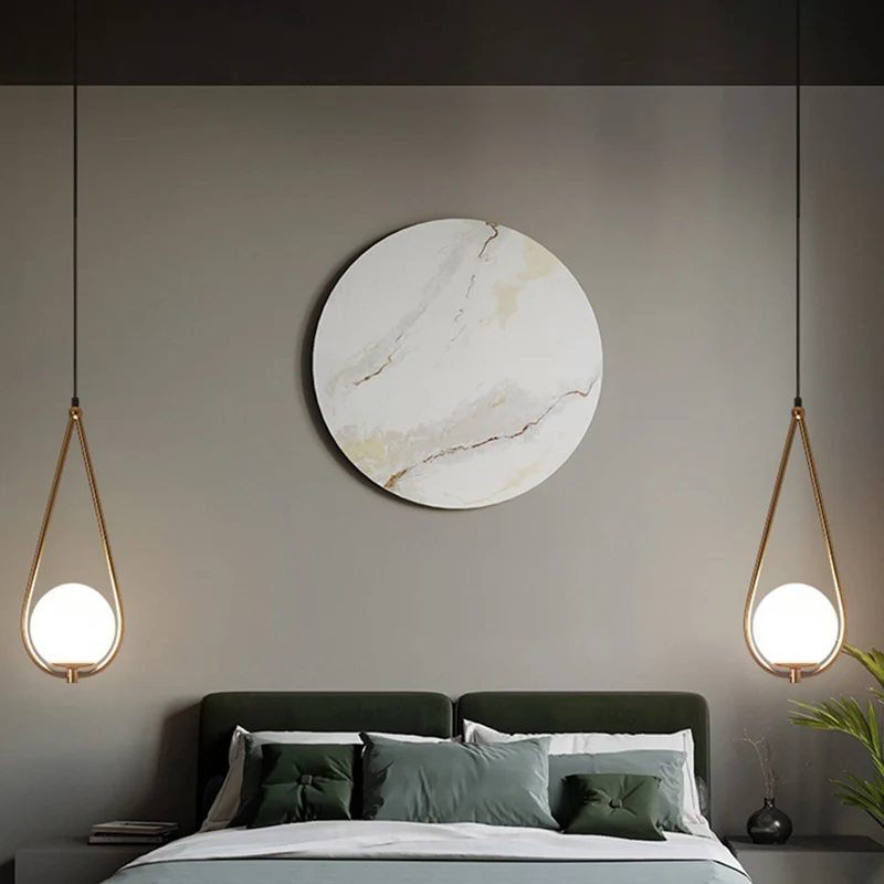 Gouden bol droplamp eigentijds 1 lamp crèmekleurig glazen hangend plafondlicht voor slaapkamer Clearhalo