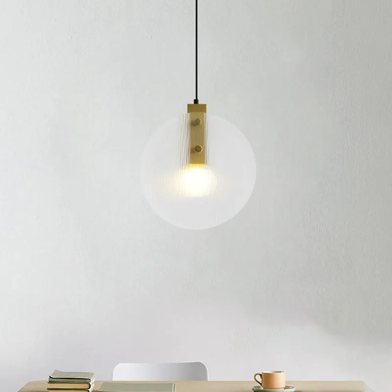 Gouden bol hanglamp modernistisch 1 kop helder glazen hanglamp voor eetkamer Clearhalo
