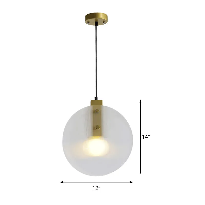 Gouden bol hanglamp modernistisch 1 kop helder glazen hanglamp voor eetkamer Clearhalo