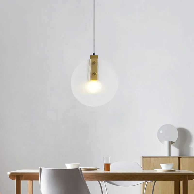 Gouden bol hanglamp modernistisch 1 kop helder glazen hanglamp voor eetkamer Clearhalo