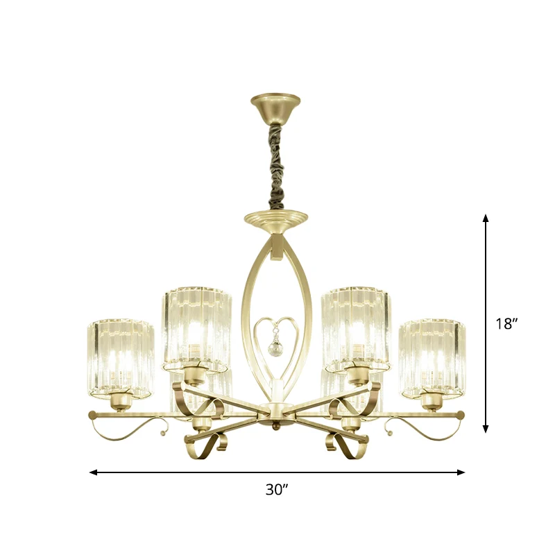 Gouden cilinder hangende kroonluchter moderne kristallen blok 3/6 lichten woonkamer plafondlamp Clearhalo