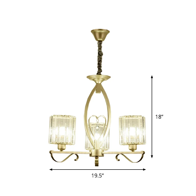 Gouden cilinder hangende kroonluchter moderne kristallen blok 3/6 lichten woonkamer plafondlamp Clearhalo