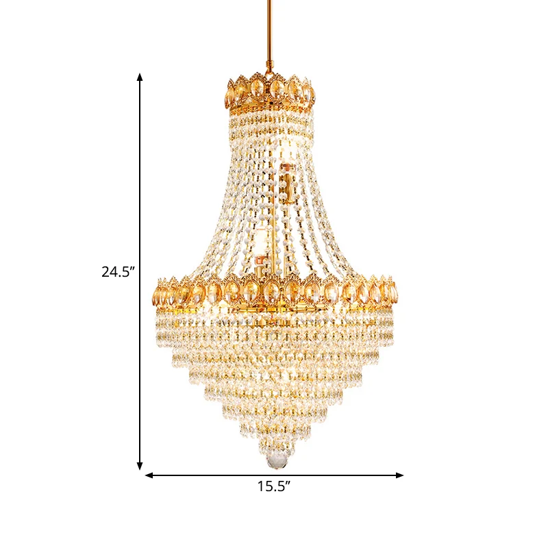 Gouden conische downlight moderne 5/8-lamp gefacetteerde kristallen plafondkroonluchter voor salon Clearhalo