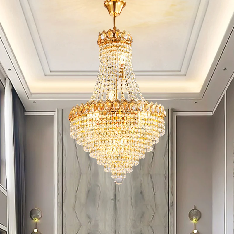 Gouden conische downlight moderne 5/8-lamp gefacetteerde kristallen plafondkroonluchter voor salon Clearhalo