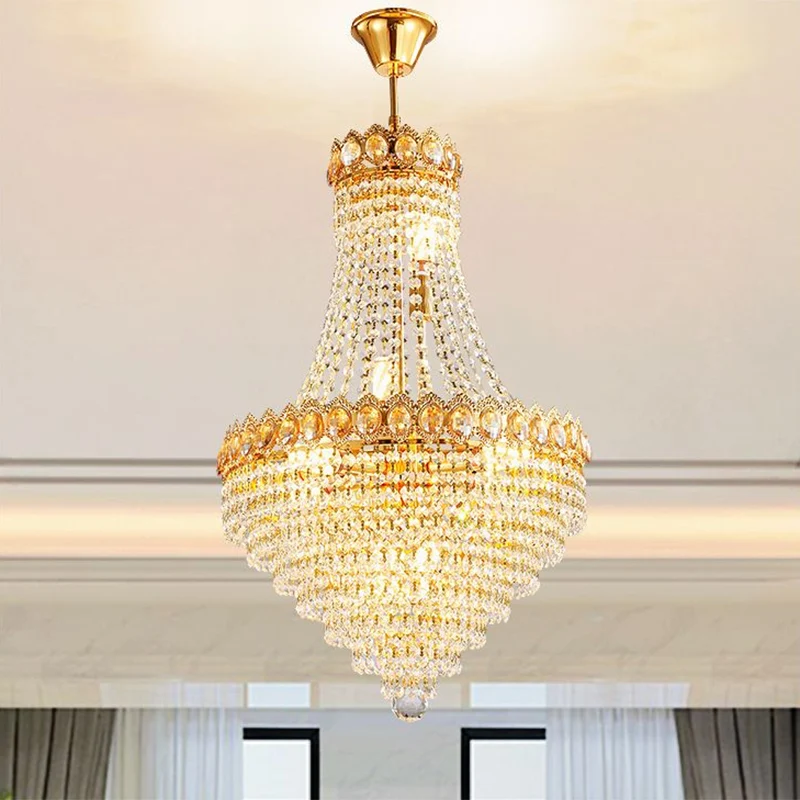 Gouden conische downlight moderne 5/8-lamp gefacetteerde kristallen plafondkroonluchter voor salon Clearhalo