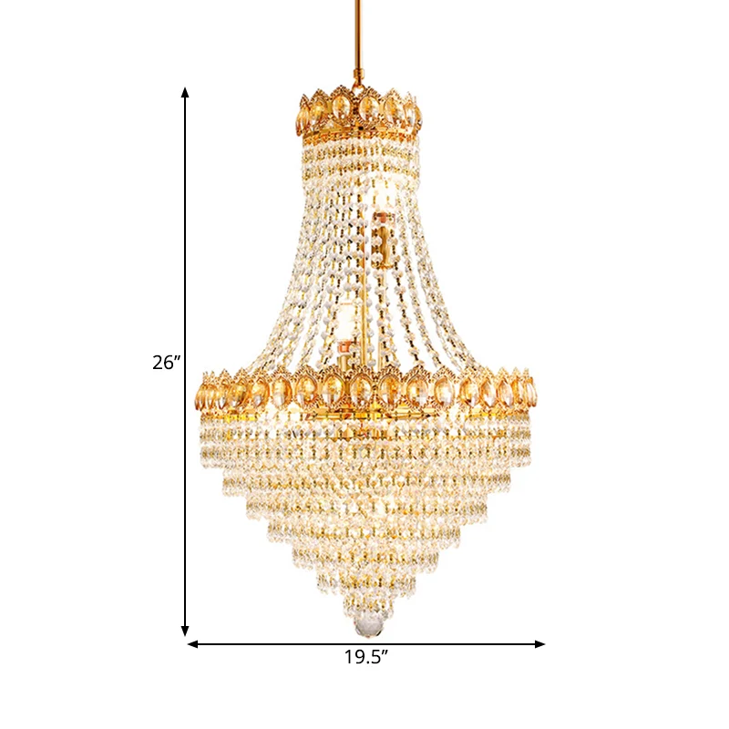 Gouden conische downlight moderne 5/8-lamp gefacetteerde kristallen plafondkroonluchter voor salon Clearhalo