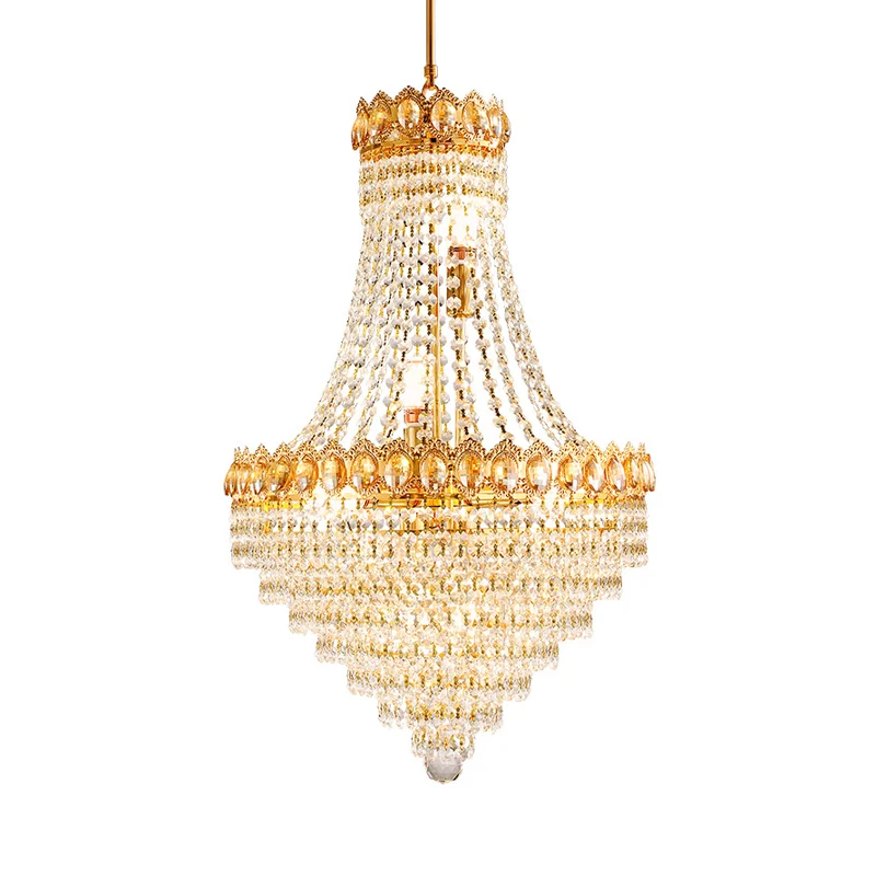 Gouden conische downlight moderne 5/8-lamp gefacetteerde kristallen plafondkroonluchter voor salon Clearhalo
