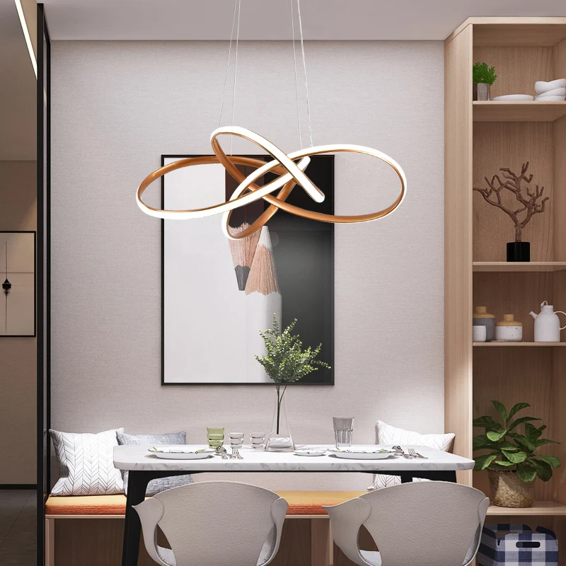 Gouden Floral Twist LED kroonluchter Art Deco metalen hangende plafondlamp voor eetkamer Clearhalo