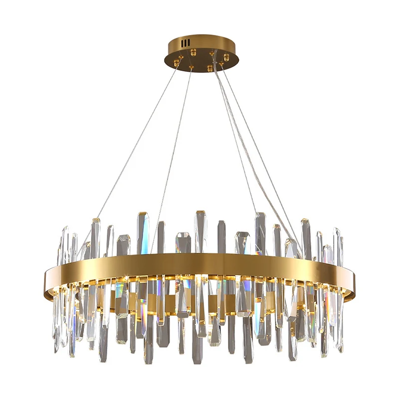 Gouden geometrische ring LED-plafondverlichting Postmoderne gefacetteerde kristallen kroonluchterlamp Clearhalo