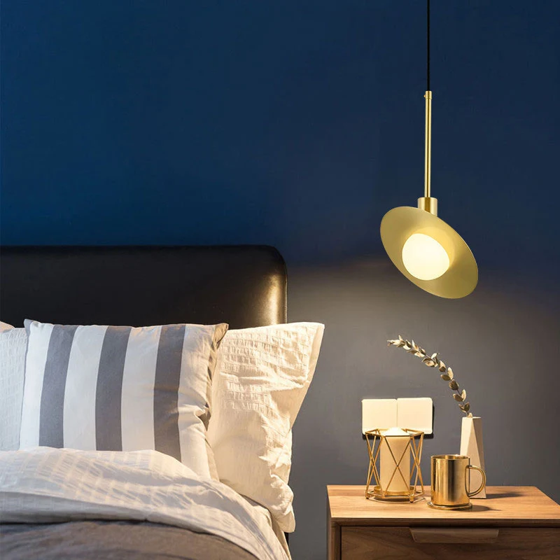 Gouden Global Suspension Pendel Hedendaagse 1-lichts wit glazen hanglamp met ring Clearhalo