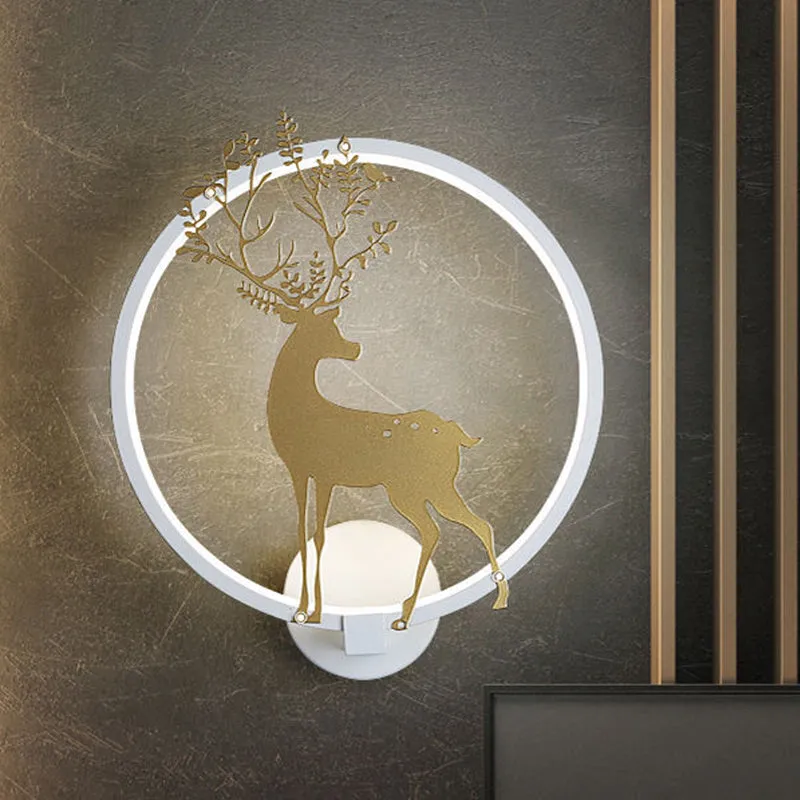 Gouden Herten Muurschildering Lamp Nordic Acryl LED Hoop Wandverlichting Ideeën voor Woonkamer Clearhalo