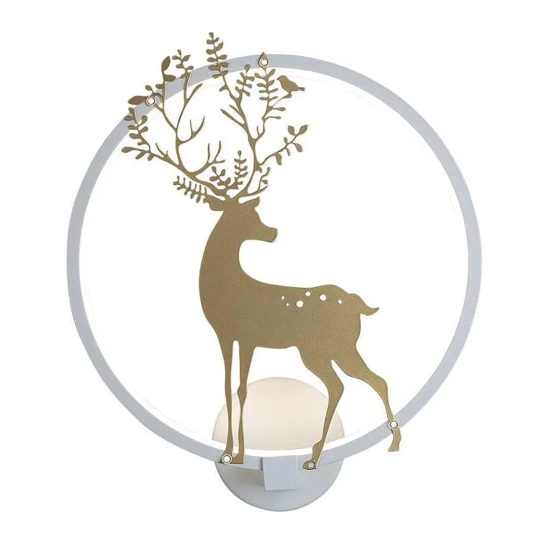 Gouden Herten Muurschildering Lamp Nordic Acryl LED Hoop Wandverlichting Ideeën voor Woonkamer Clearhalo