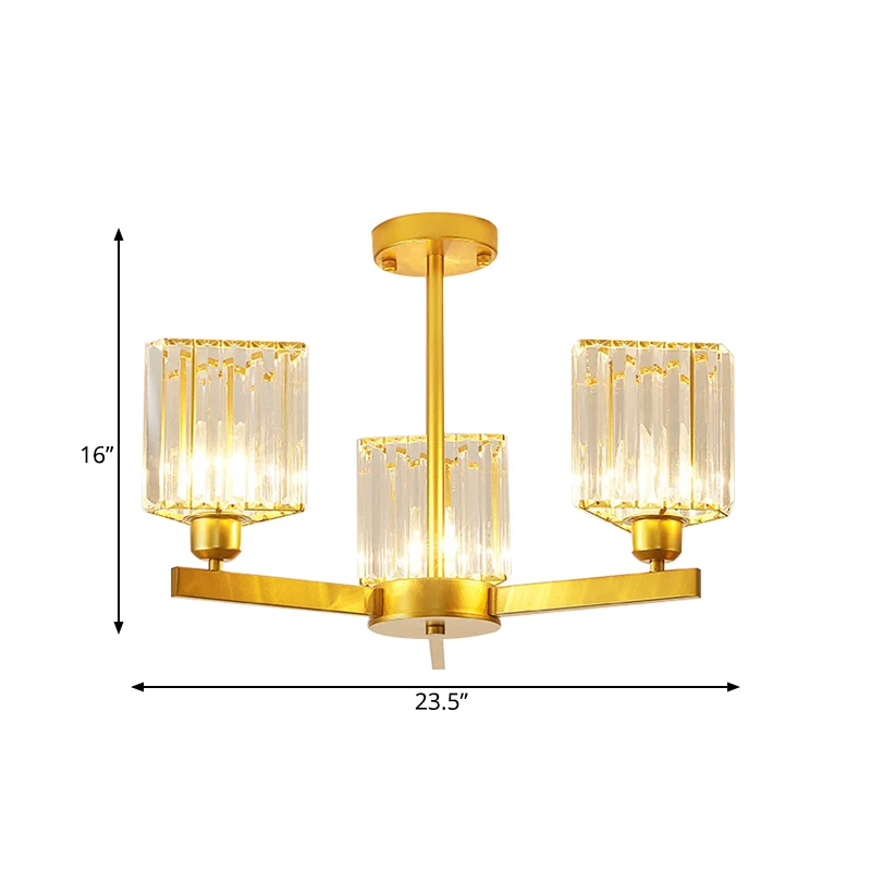 Gouden 3/6 hoofden hangende kroonluchter kristallen driehoek prisma hanglamp voor slaapkamer Clearhalo