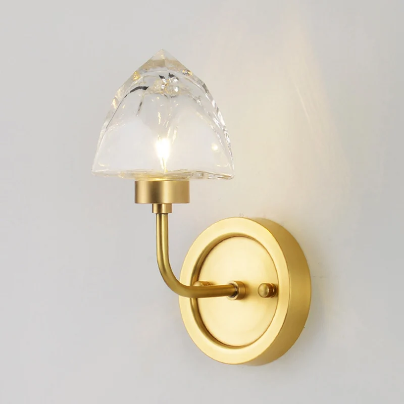 Gouden ijsblokjes wandlamp modern 1 licht gefacetteerd helder kristal schanslicht Clearhalo