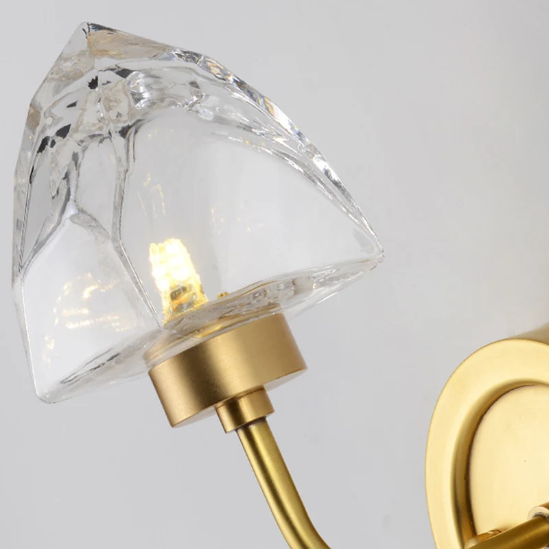 Gouden ijsblokjes wandlamp modern 1 licht gefacetteerd helder kristal schanslicht Clearhalo