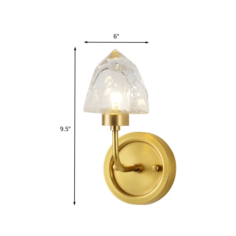 Gouden ijsblokjes wandlamp modern 1 licht gefacetteerd helder kristal schanslicht Clearhalo