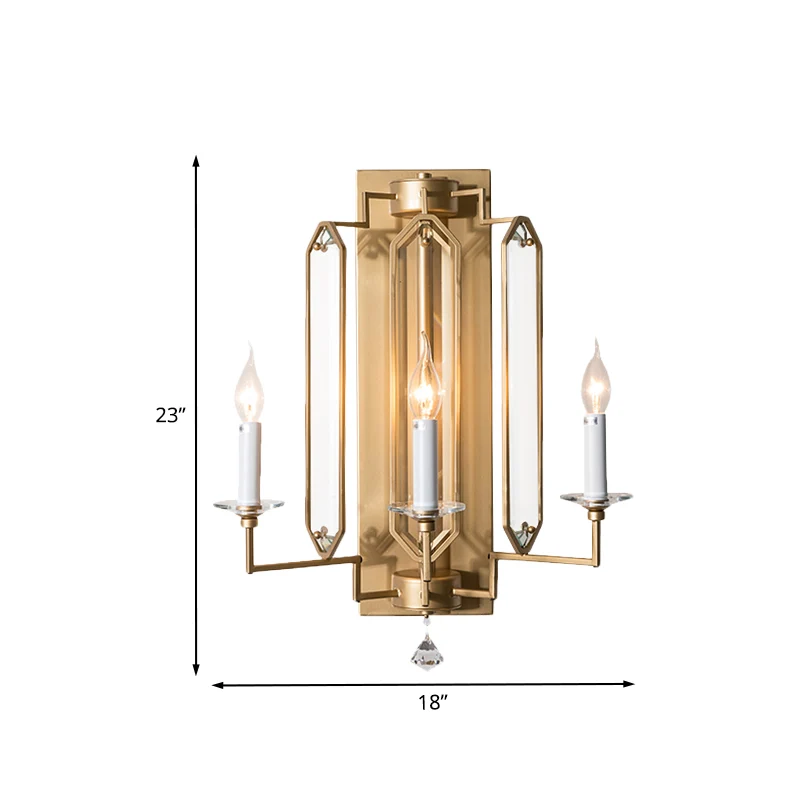 Gouden kaars design wandkandelaar vintage gefacetteerde kristallen kruisbloem 3-lichts eetkamer wandverlichting idee Clear...