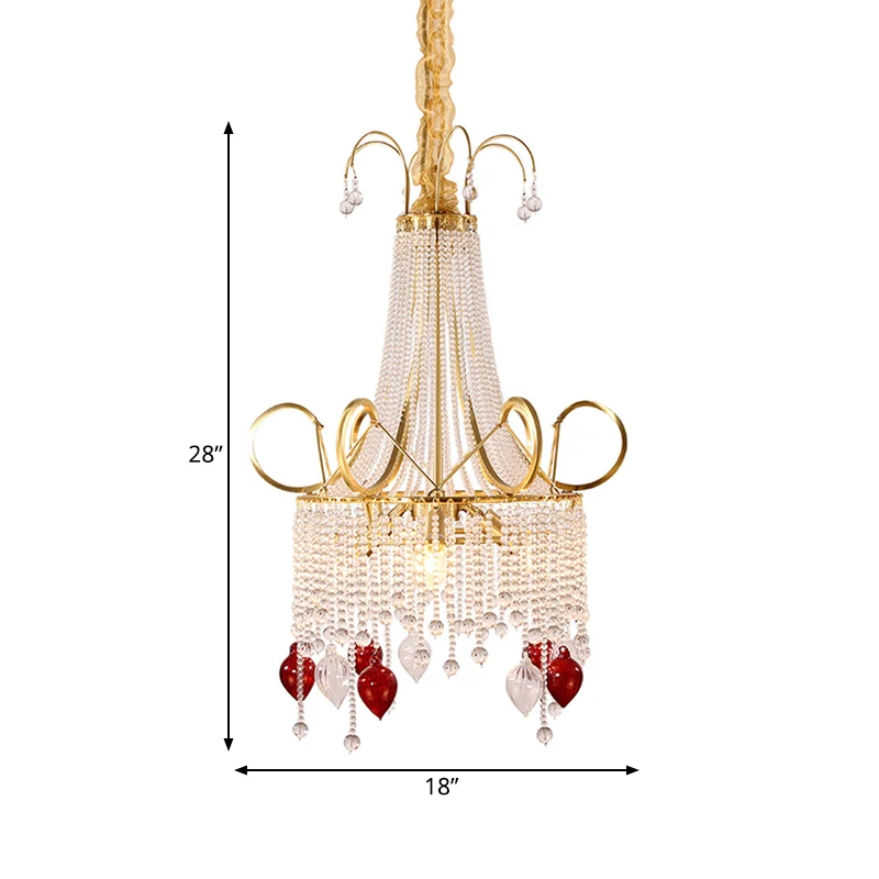 Gouden kralen kroonluchter hanglamp landelijk kristal 4 lampen woonkamer plafond hangarmatuur Clearhalo
